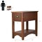 Set of 2 Walnut Retro Wooden End Table with Drawer and Shelf for Bedroom or Living Room